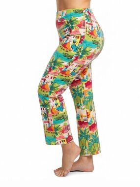 Resortwear Tropical Hawaiian Flat Front Unique Wrinkle-Free Pants - NWOT
